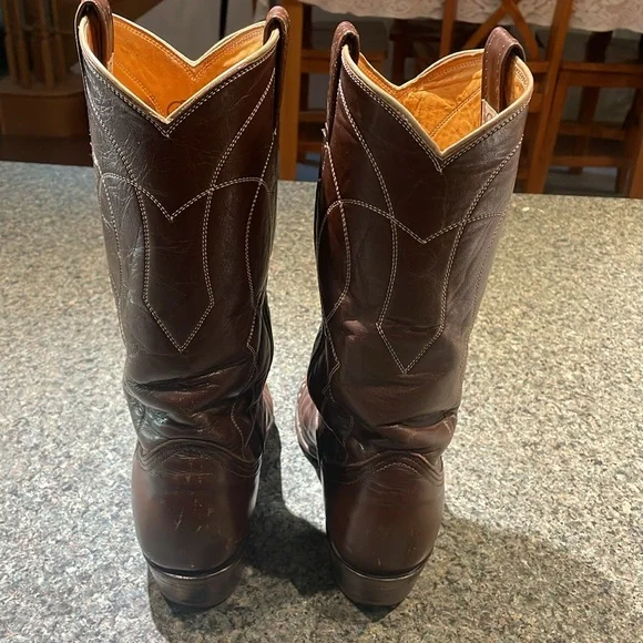 Nocona Boots Justin Western cowgirl leather brown pull on Boot size 6 1/2 - Picture 4 of 13